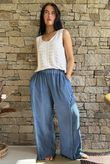 Rustic Nature Bubble Cotton Split Kick Pant Washed Denim